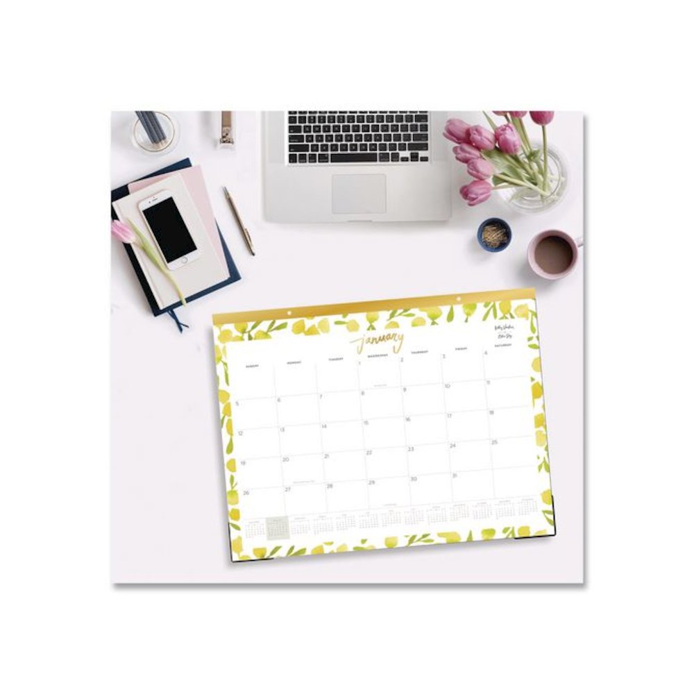 Mimosa Monthly Desk Pad Calendar, 22 x 17, Lemon Artwork, White/Yellow/Green Sheets, 12-Month (Jan to Dec): 2026. Picture 3