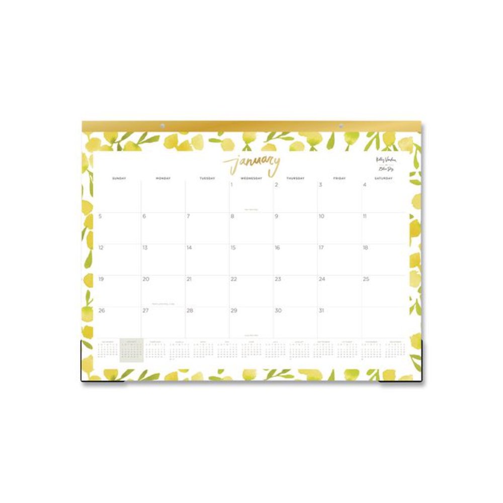 Mimosa Monthly Desk Pad Calendar, 22 x 17, Lemon Artwork, White/Yellow/Green Sheets, 12-Month (Jan to Dec): 2026. Picture 1