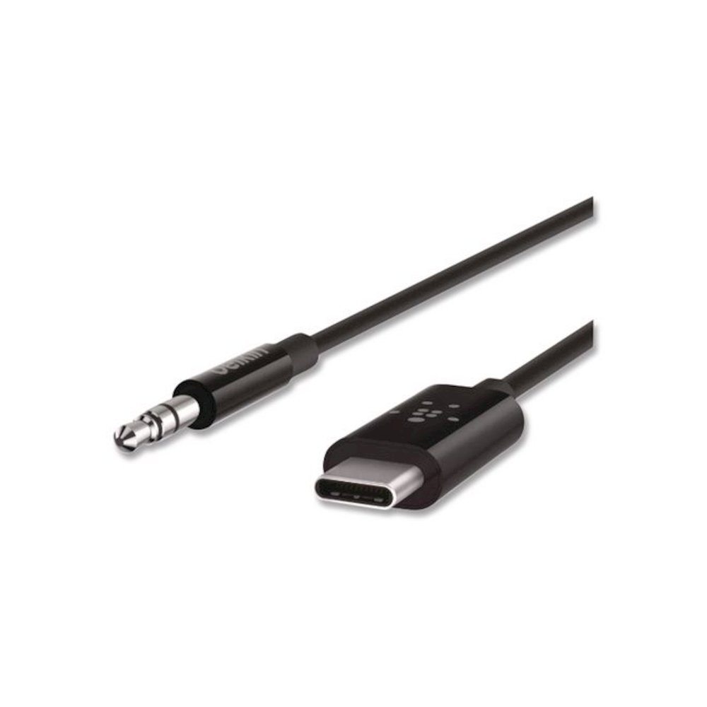RockStar 3.5mm Audio Cable with USB-C Connector, 3 ft, Black. Picture 4
