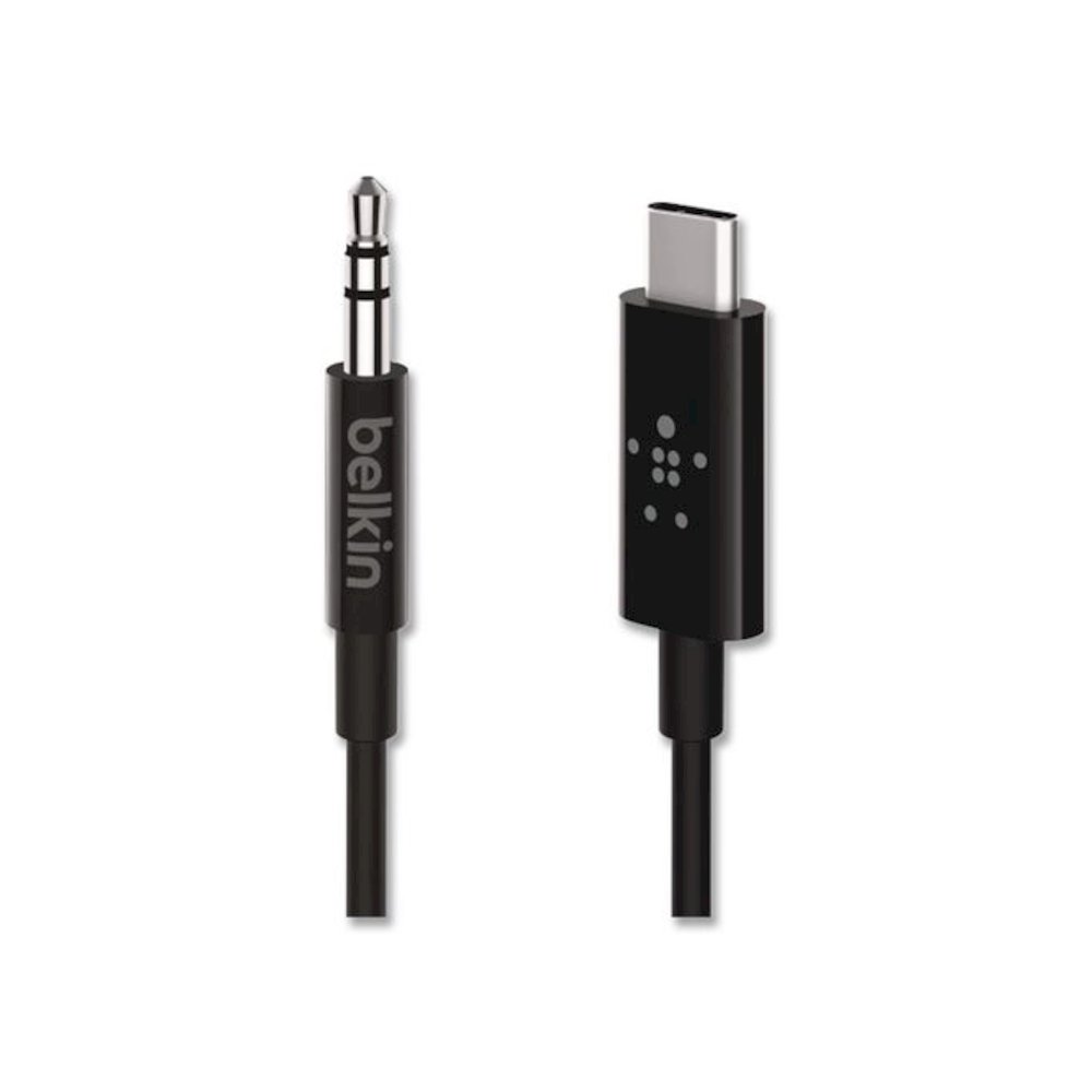 RockStar 3.5mm Audio Cable with USB-C Connector, 3 ft, Black. Picture 5