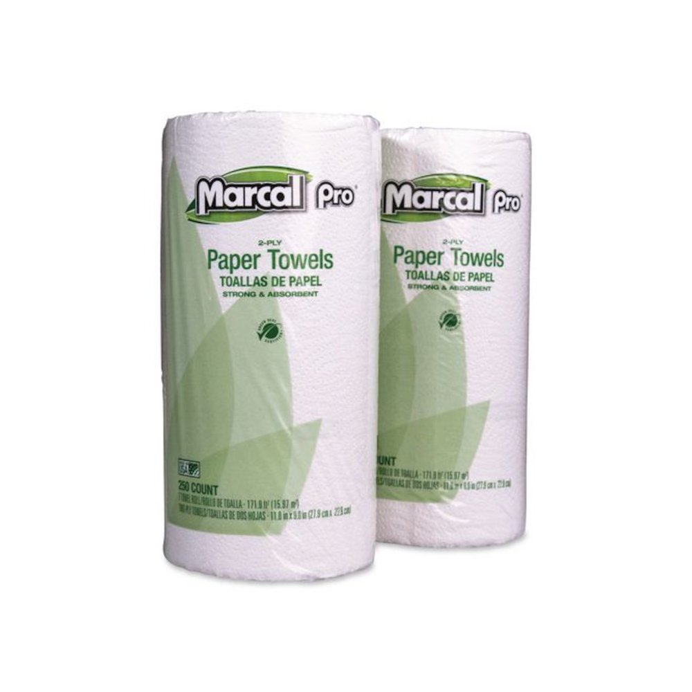 100% Premium Recycled Kitchen Roll Towels, 2-Ply, 11 x 8.8, White, 12 Rolls/Carton. Picture 1