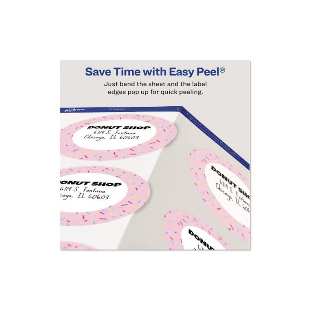 Sure Feed Glossy Labels, 3" dia, White, 8 Labels/Sheet, 10 Sheets Pack. Picture 5
