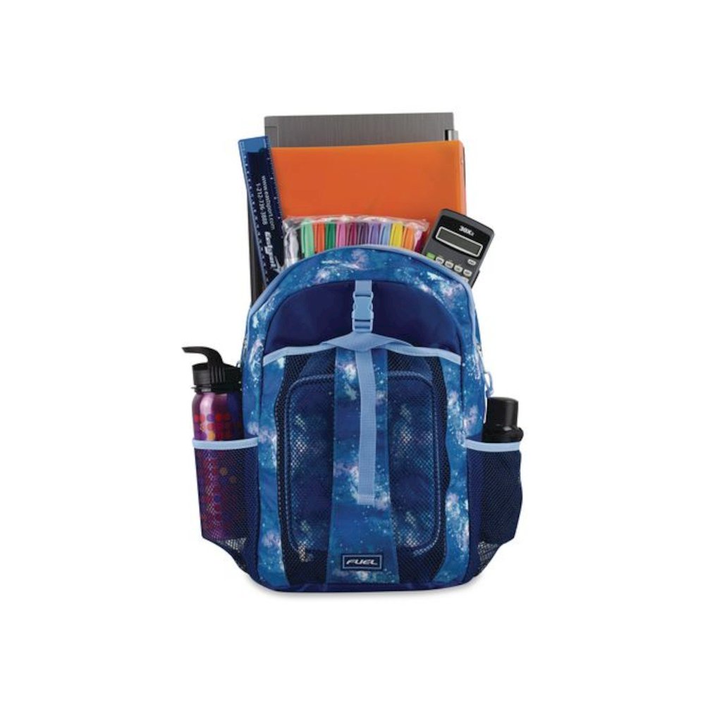 Bijoux Deluxe Backpack and Lunch Bag Bundle, Backpack: 13.5" x 7" x 18.5", Lunch Bag: 7.5" x 4.25" x 9", Light Blue Galaxy. Picture 3