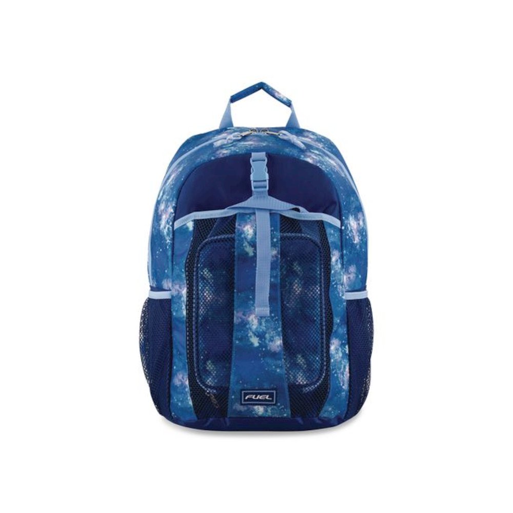 Bijoux Deluxe Backpack and Lunch Bag Bundle, Backpack: 13.5" x 7" x 18.5", Lunch Bag: 7.5" x 4.25" x 9", Light Blue Galaxy. Picture 1