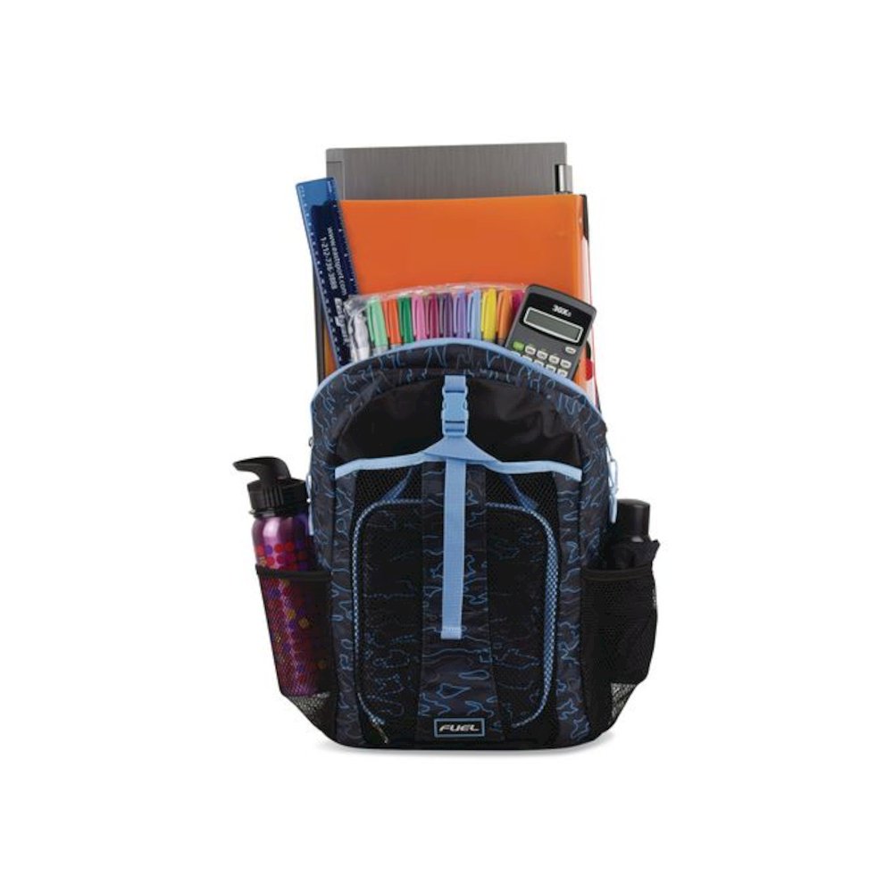 Bijoux Deluxe Backpack and Lunch Bag Bundle, 15.5" Laptop Sleeve, 12" x 8" x 18.5" and 7.5" x 4.25" x 9", Black/Blue Camo. Picture 3