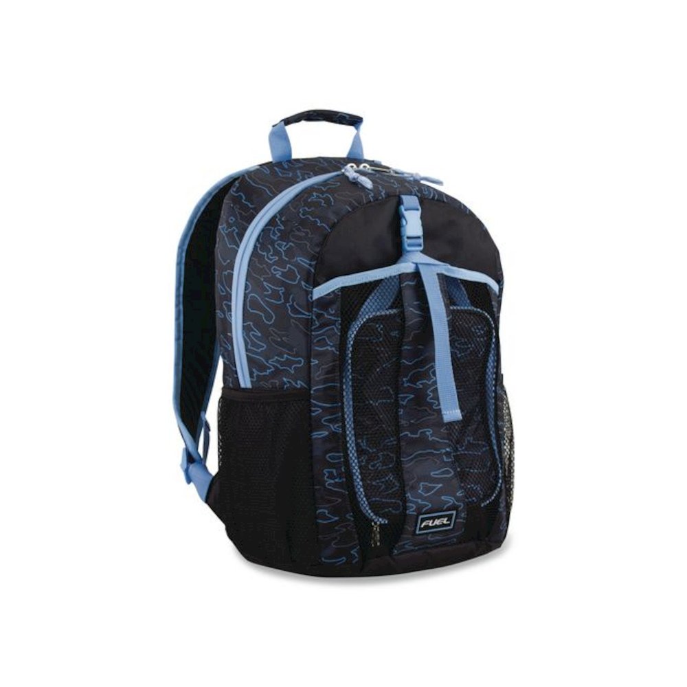 Bijoux Deluxe Backpack and Lunch Bag Bundle, 15.5" Laptop Sleeve, 12" x 8" x 18.5" and 7.5" x 4.25" x 9", Black/Blue Camo. Picture 6