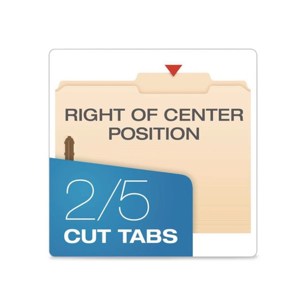 Manila Fastener Folders, 2/5-Cut Tab: Right of Center, Expands 0.75", 2 Fasteners, Letter Size, Manila, 50/Box. Picture 2
