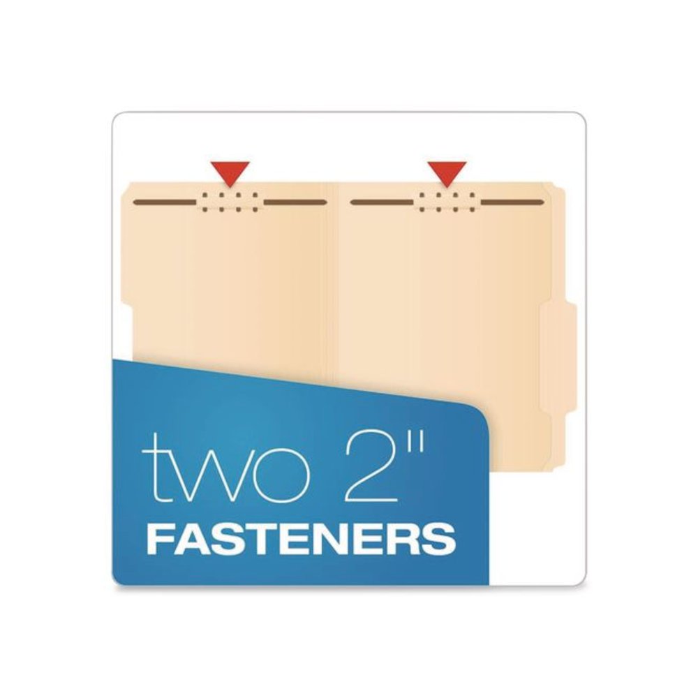 Manila Fastener Folders, 2/5-Cut Tab: Right of Center, Expands 0.75", 2 Fasteners, Letter Size, Manila, 50/Box. Picture 5