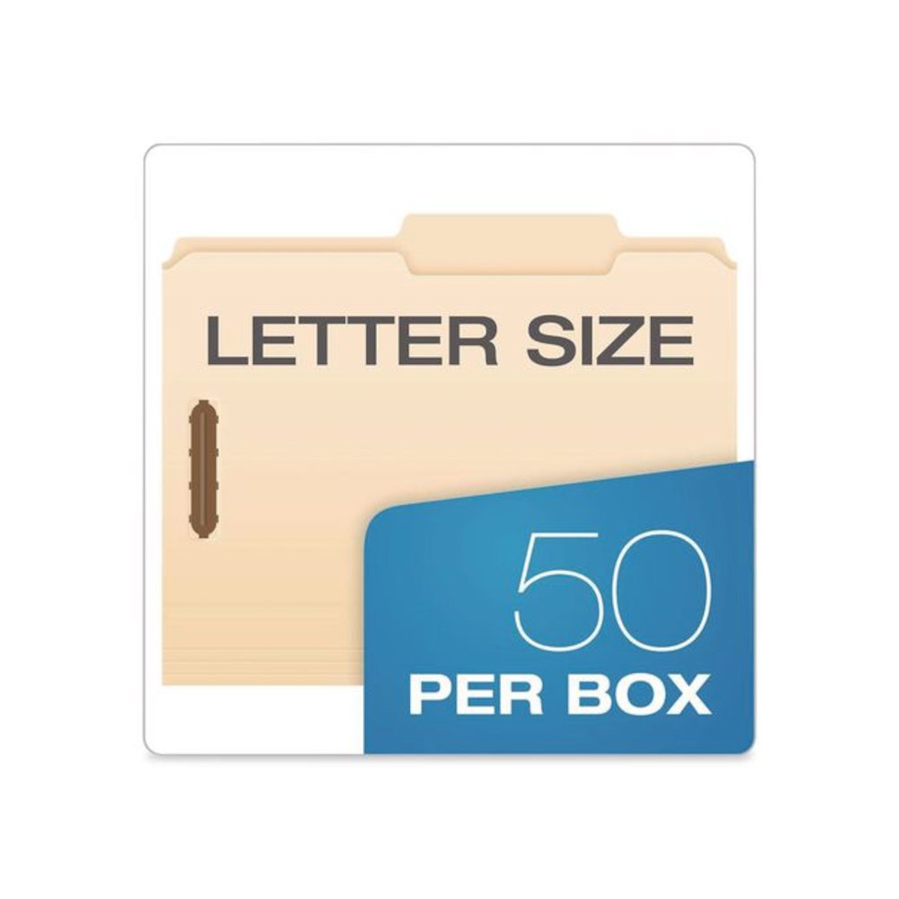 Manila Fastener Folders, 2/5-Cut Tab: Right of Center, Expands 0.75", 2 Fasteners, Letter Size, Manila, 50/Box. Picture 6