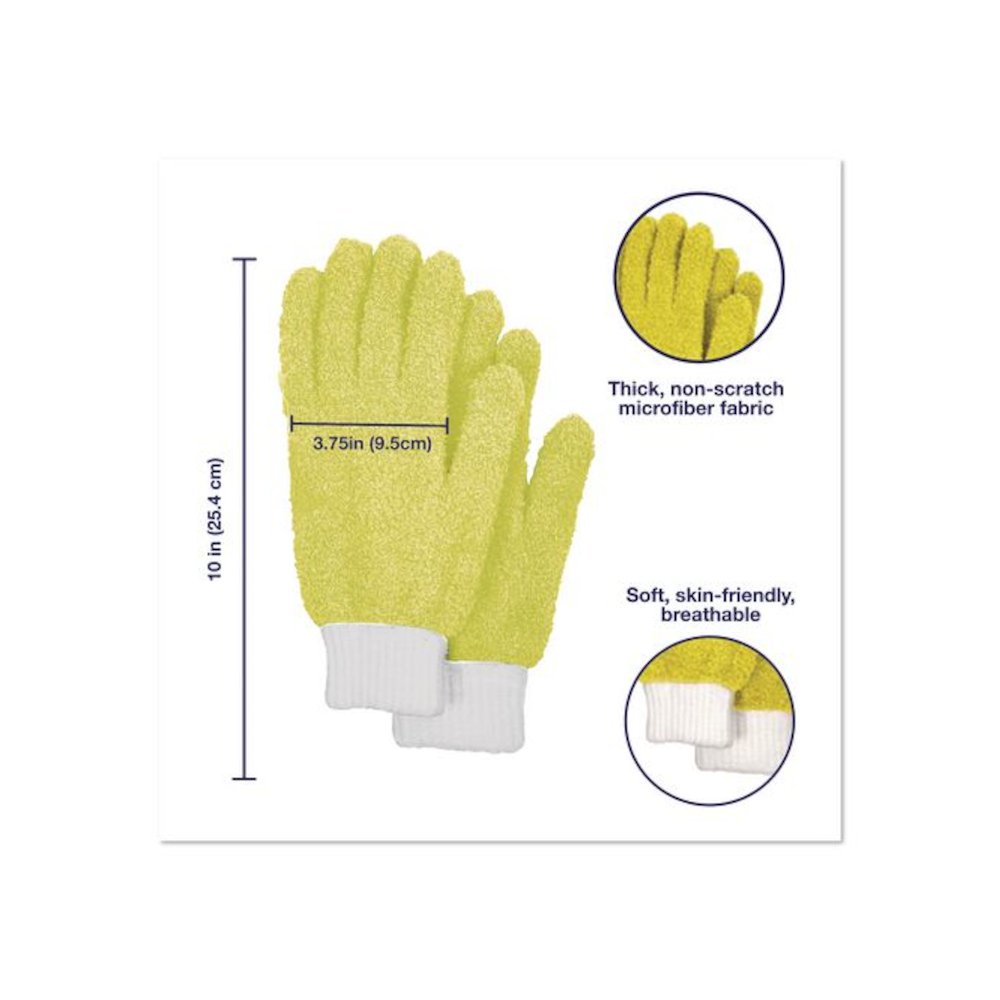 Microfiber Dusting Gloves and Mitts, Yellow with White Cuffs, 2 Gloves, 2 Mitts. Picture 2