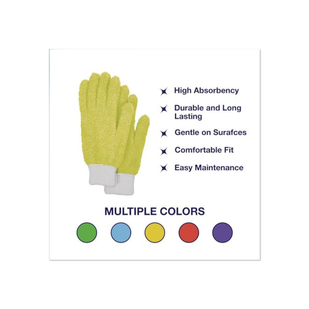 Microfiber Dusting Gloves and Mitts, Yellow with White Cuffs, 2 Gloves, 2 Mitts. Picture 4