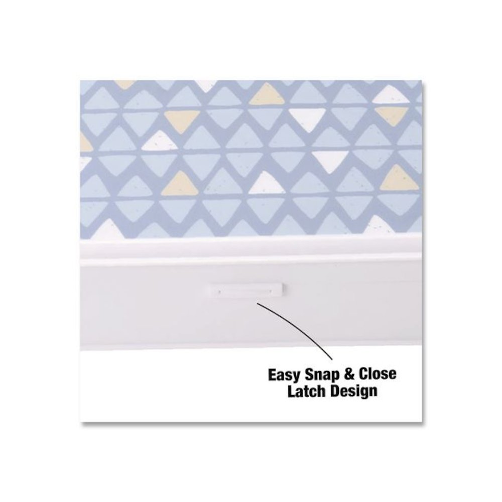 Pencil Case, Triangle Pattern, 2 Compartments, 5" x 8.75" x 2.75", Blue/White. Picture 4