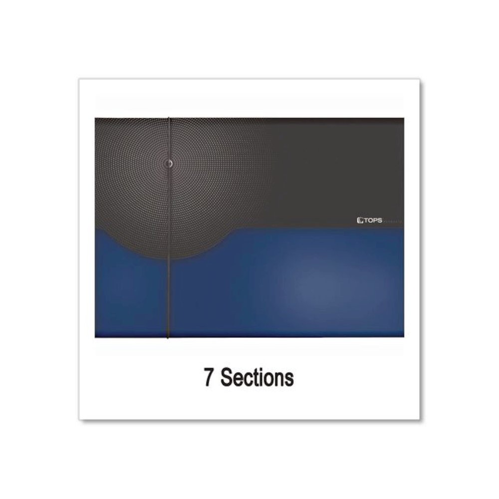 Seven-Pocket Poly Expanding File, 1" Expansion, 7 Sections, Elastic Cord Closure, 1/6-Cut Tabs, Letter Size, Blue. Picture 4