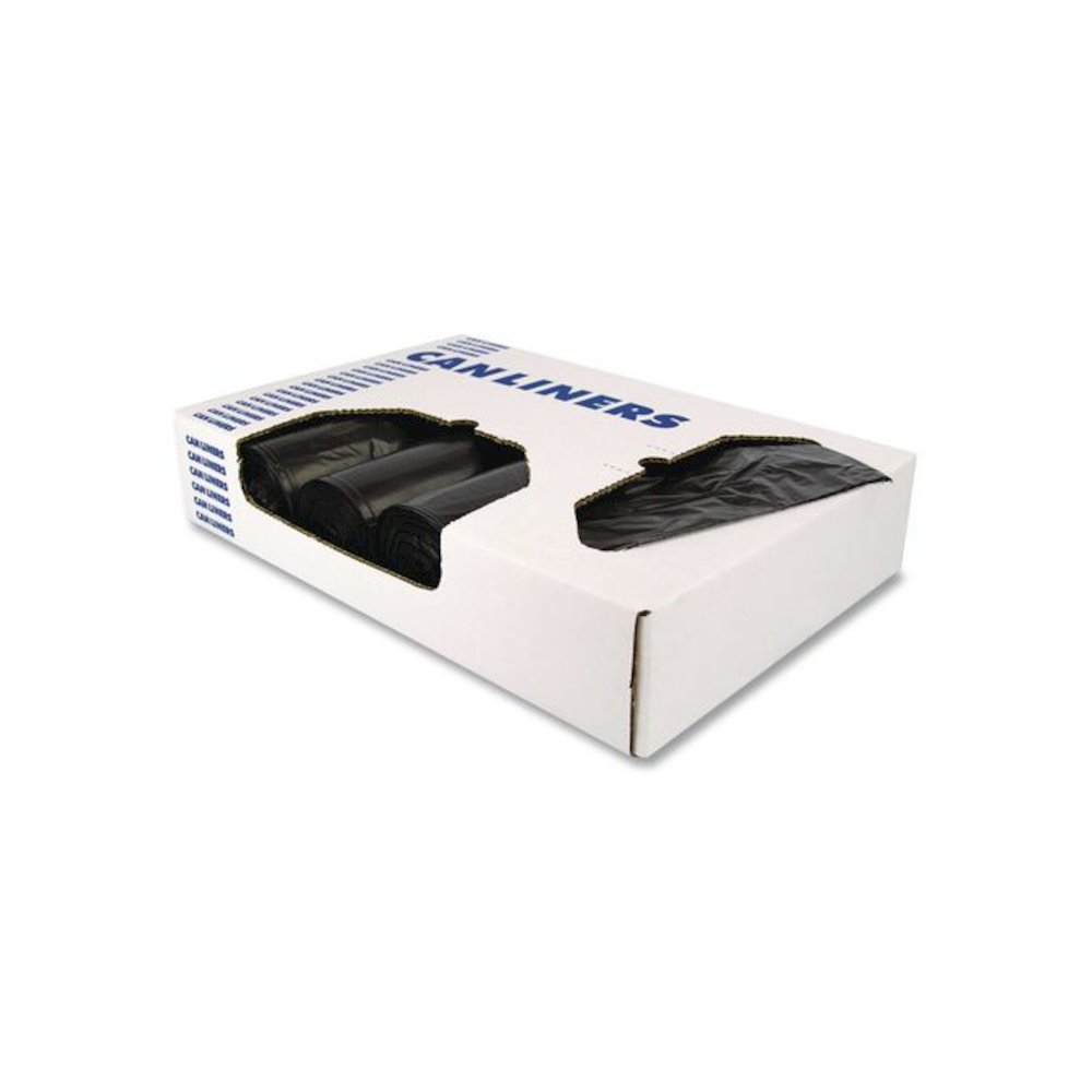 Low Density Can Liners, 60 gal, 1.7 mil, 38" x 58", Black, Flat Pack, 100/Carton. Picture 3