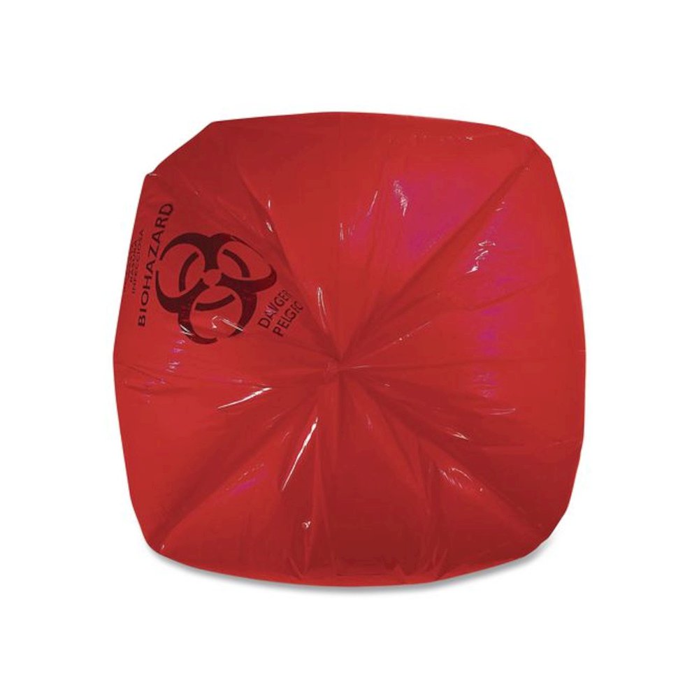 Healthcare Biohazard Printed Low-Density Can Liners, Infectious Waste, 44 gal, 3.2 mil, 37" x 50", Red, Flat Pack, 75/Carton. Picture 2