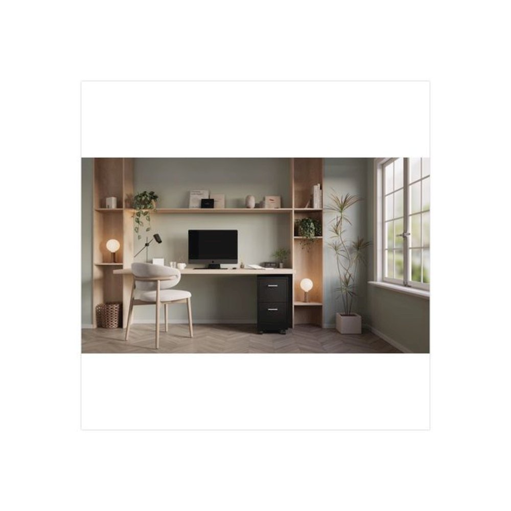 Two-Drawer Mobile Vertical File, 2 Letter-Size File Drawers, 14.25 x 18 x 26.7, Black. Picture 5