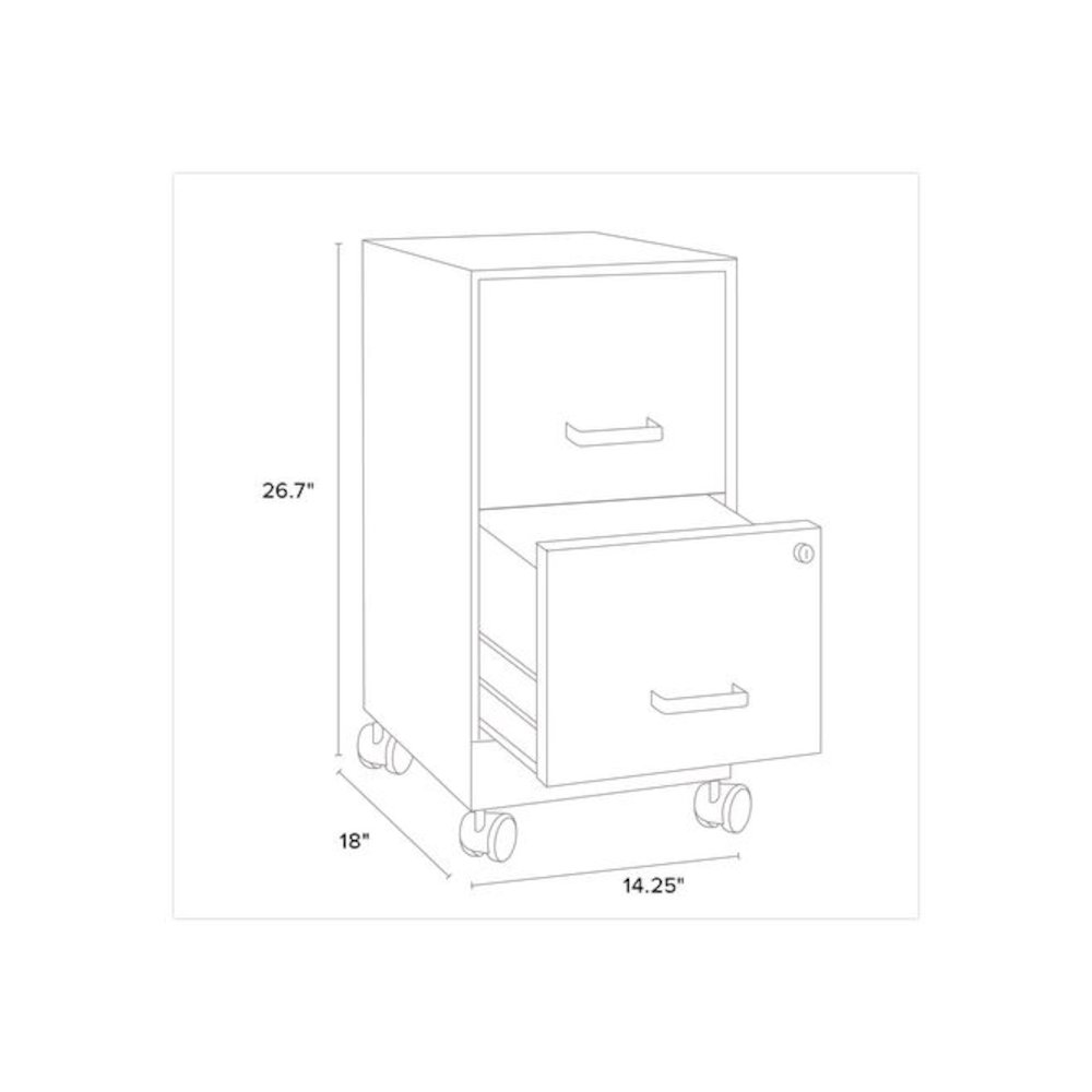 Two-Drawer Mobile Vertical File, 2 Letter-Size File Drawers, 14.25 x 18 x 26.7, Black. Picture 6