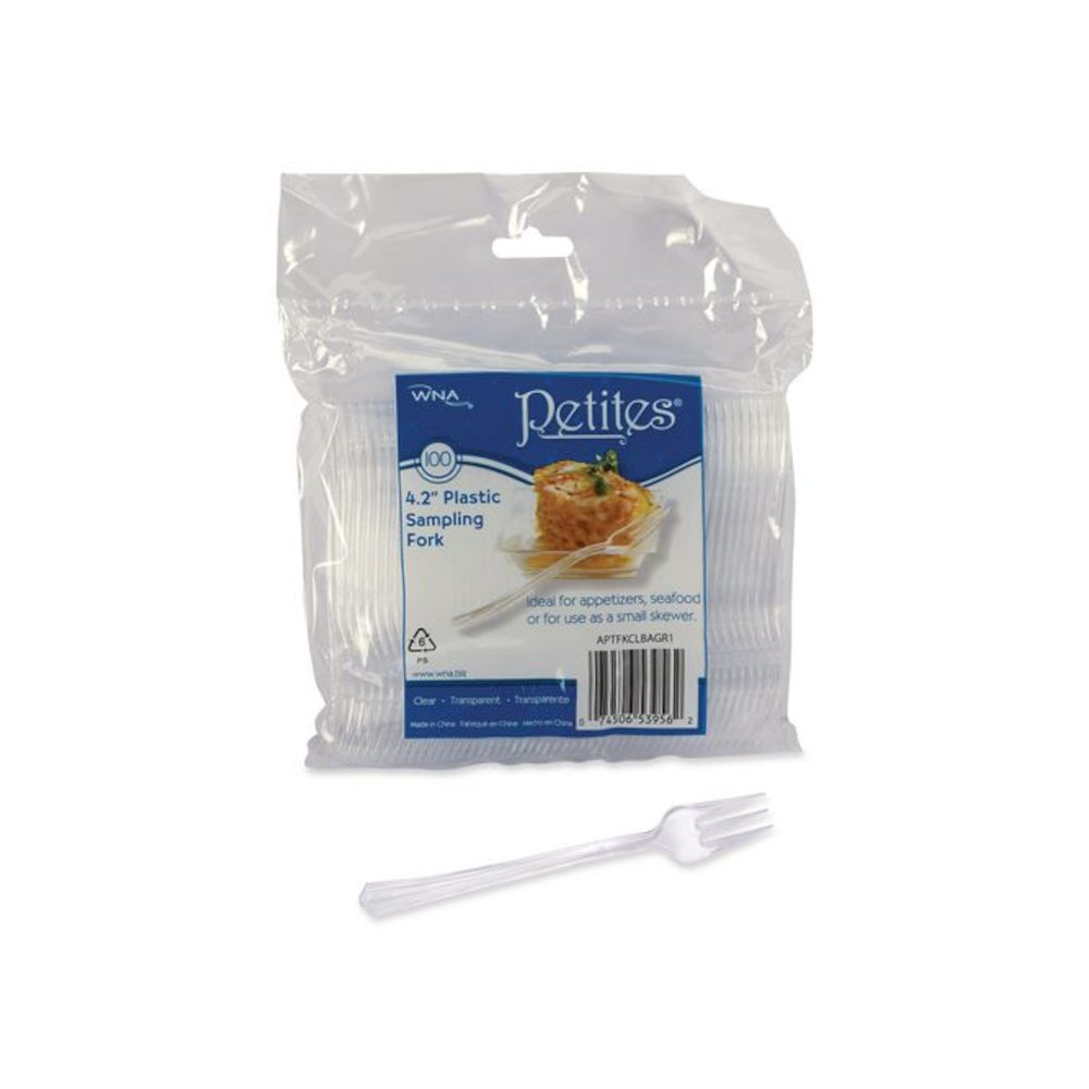 Petites Mini Utensils, Mediumweight, Petite Tasting Fork, Plastic, Clear, 500/Carton. Picture 3