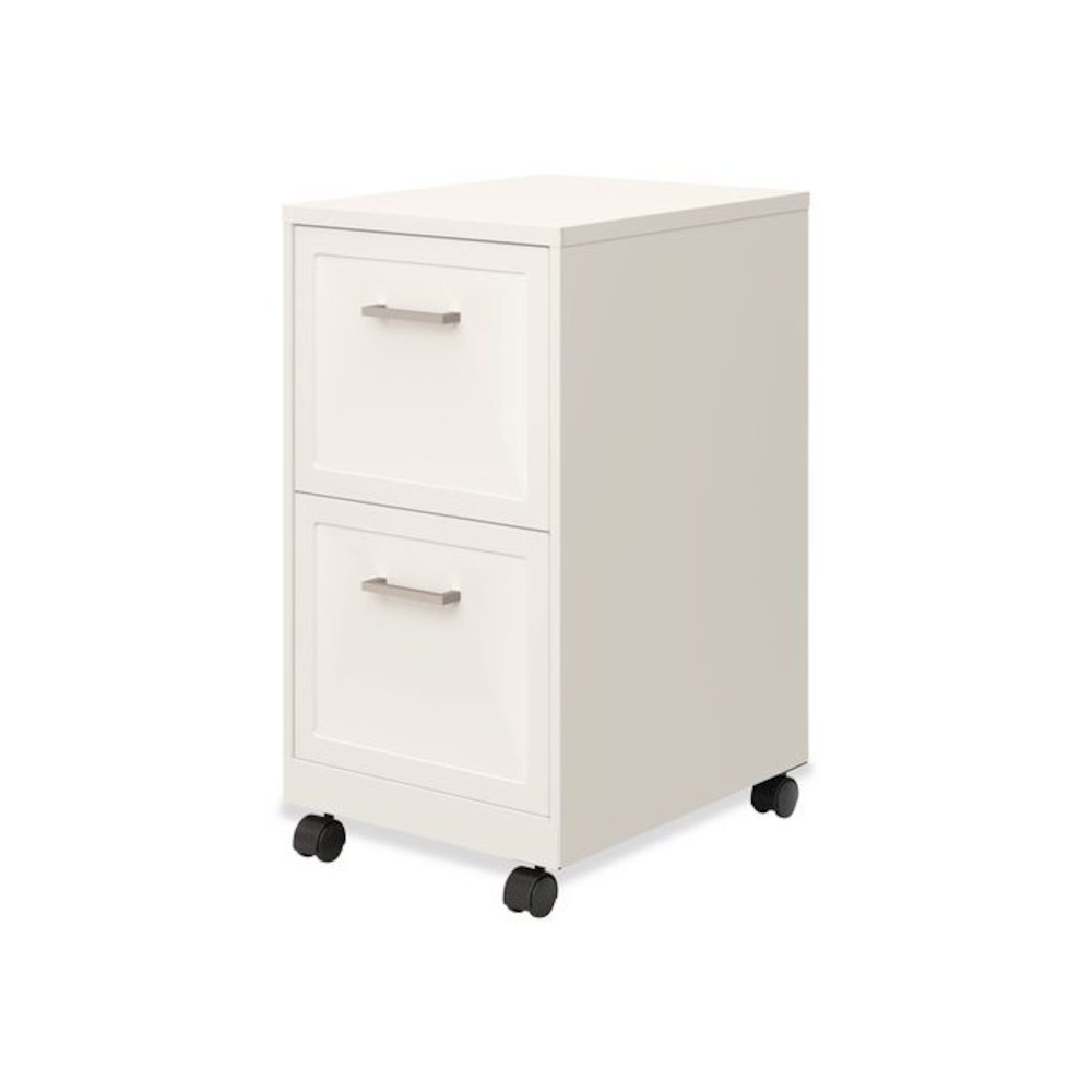 Two-Drawer Mobile Vertical File, 2 Letter-Size File Drawers, 14.25 x 18 x 26.7, Pearl White. Picture 3