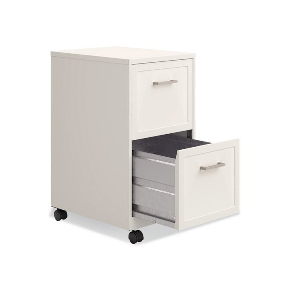 Two-Drawer Mobile Vertical File, 2 Letter-Size File Drawers, 14.25 x 18 x 26.7, Pearl White. Picture 4