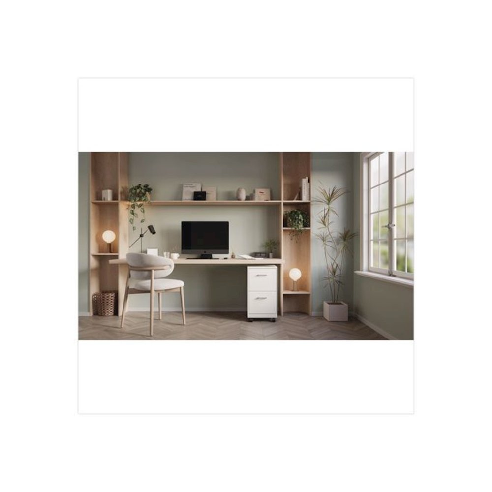 Two-Drawer Mobile Vertical File, 2 Letter-Size File Drawers, 14.25 x 18 x 26.7, Pearl White. Picture 5