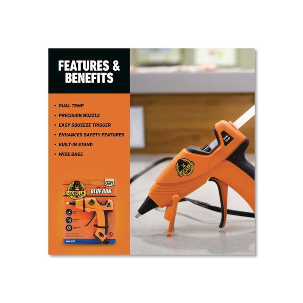 Dual Temp Mini Hot Glue Gun, Orange/Black. Picture 6