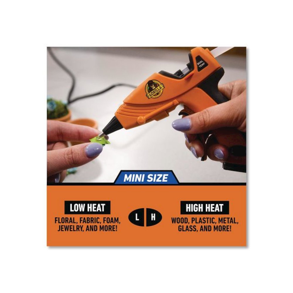 Dual Temp Mini Hot Glue Gun, Orange/Black. Picture 7