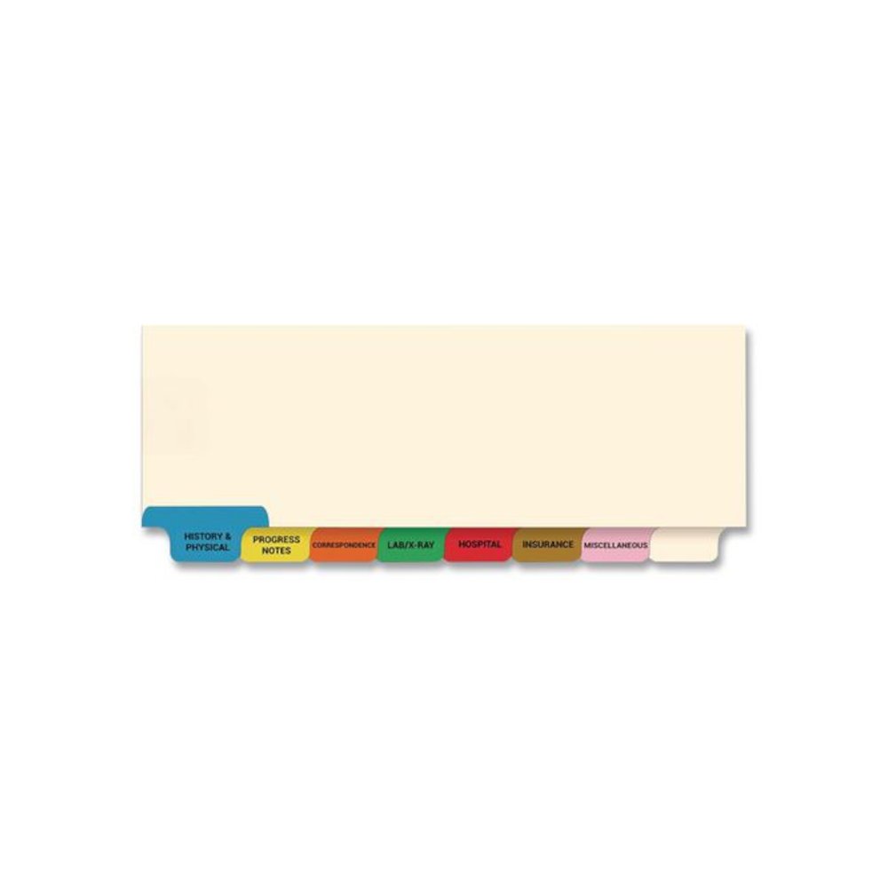 Top Tab Medical Chart Indexes, 8-Tab, Assorted Medical, 11 x 8.5, Manila, 50/Box. Picture 4