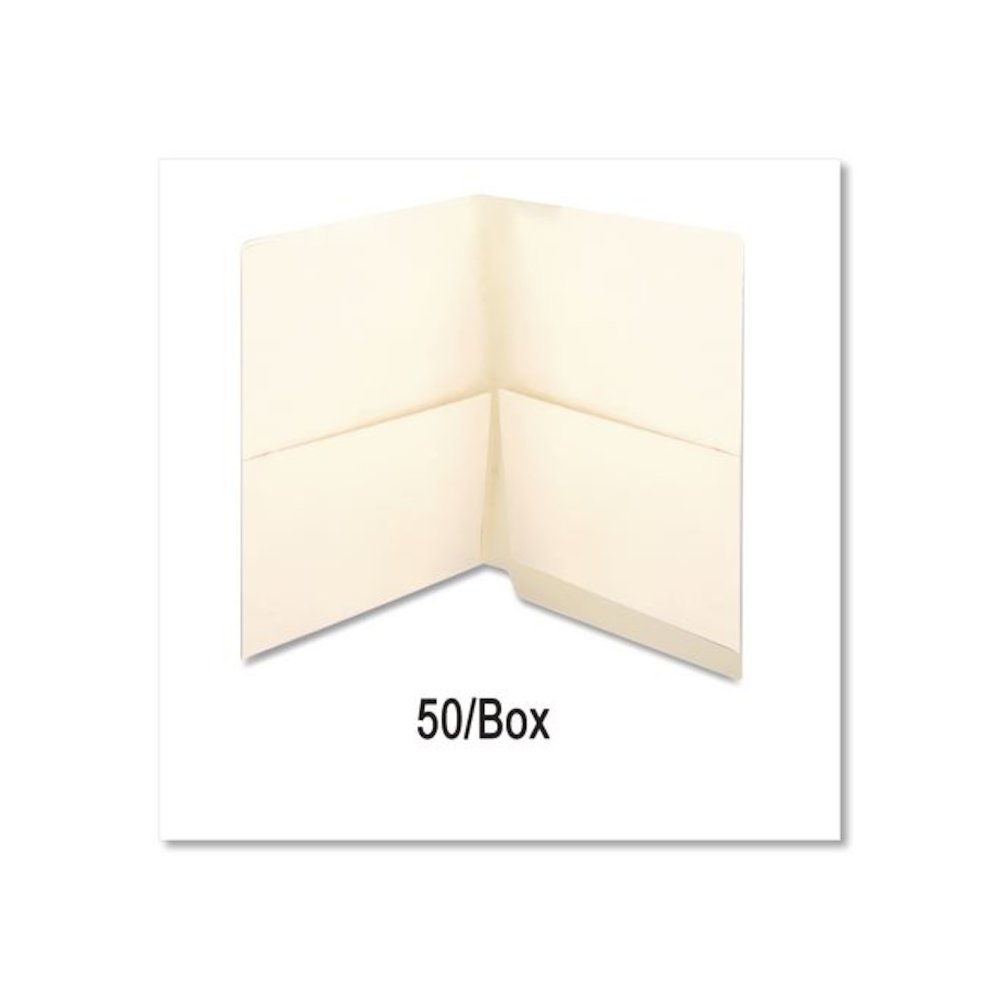 End Tab Folder with Pockets, Straight Tabs, Letter Size, Manila, 50/Box. Picture 3