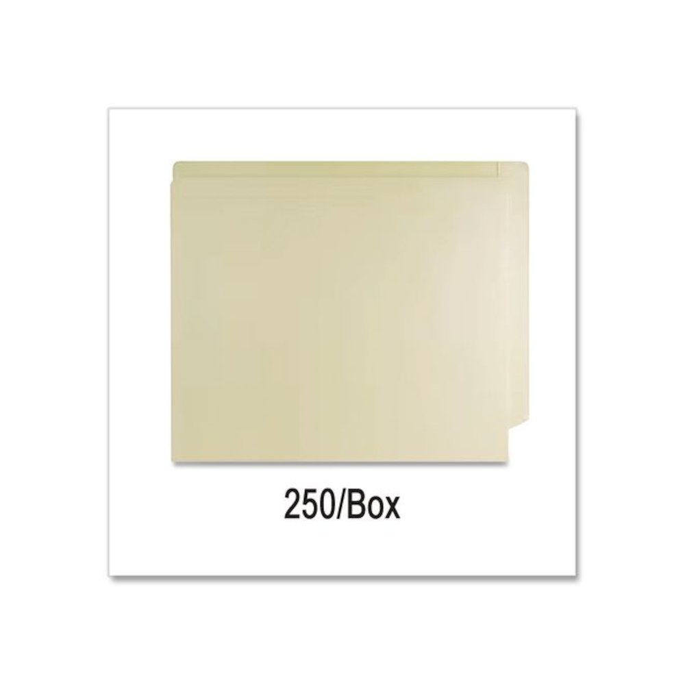 End Tab Fastener Folders with Embossed Labeling Lines, Straight Tab, Expands 0.75", 1 Fastener, Letter Size, Manila, 250/Box. Picture 4