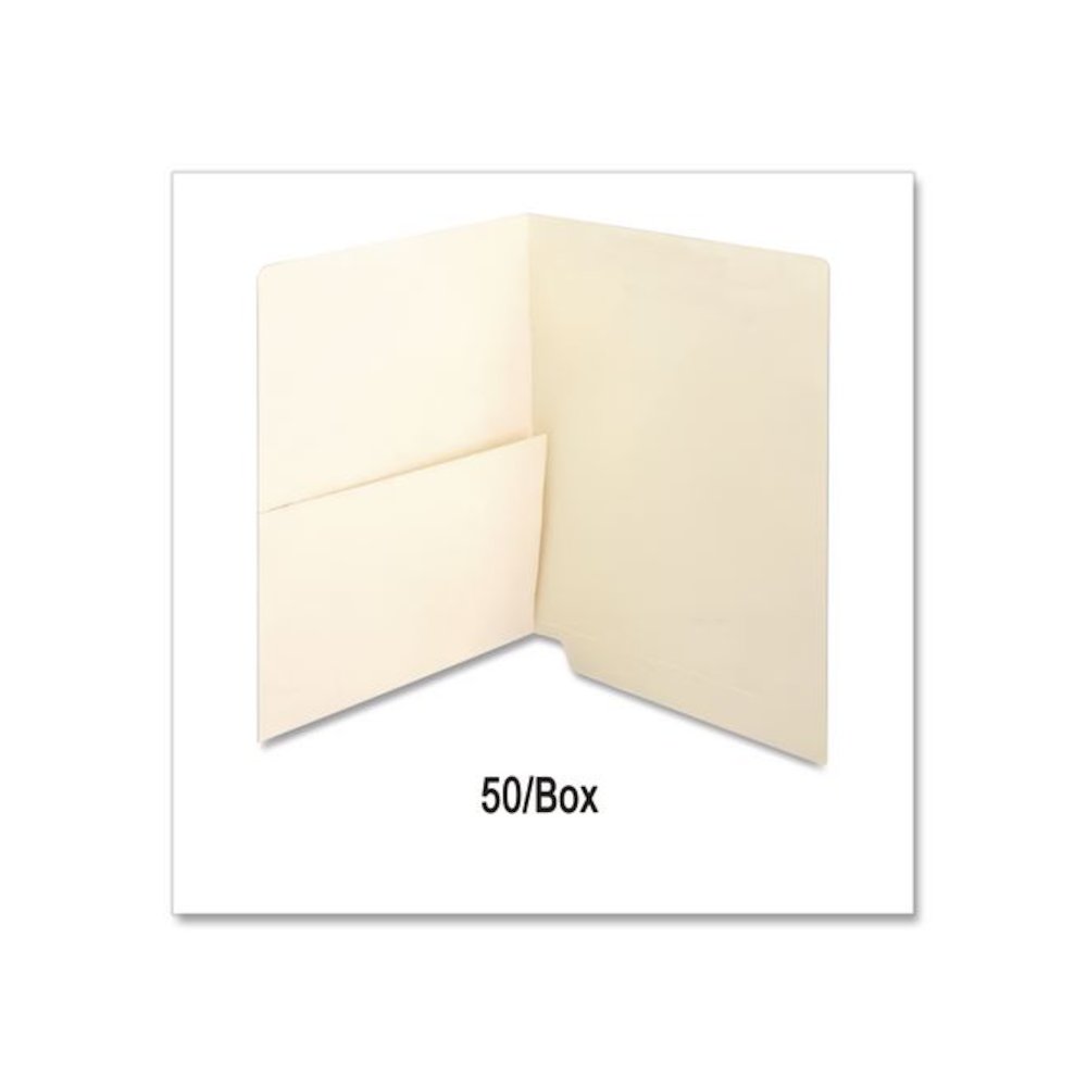 Manila End Tab Pocket Folder, Straight Tabs, Letter Size, Manila, 50/Box. Picture 3