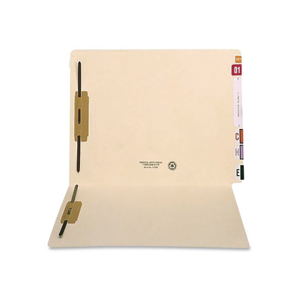End Tab Fastener Folders, Straight Tab, Expands 0.75", 2 Fasteners, Letter Size, Manila, 250/Carton. Picture 3