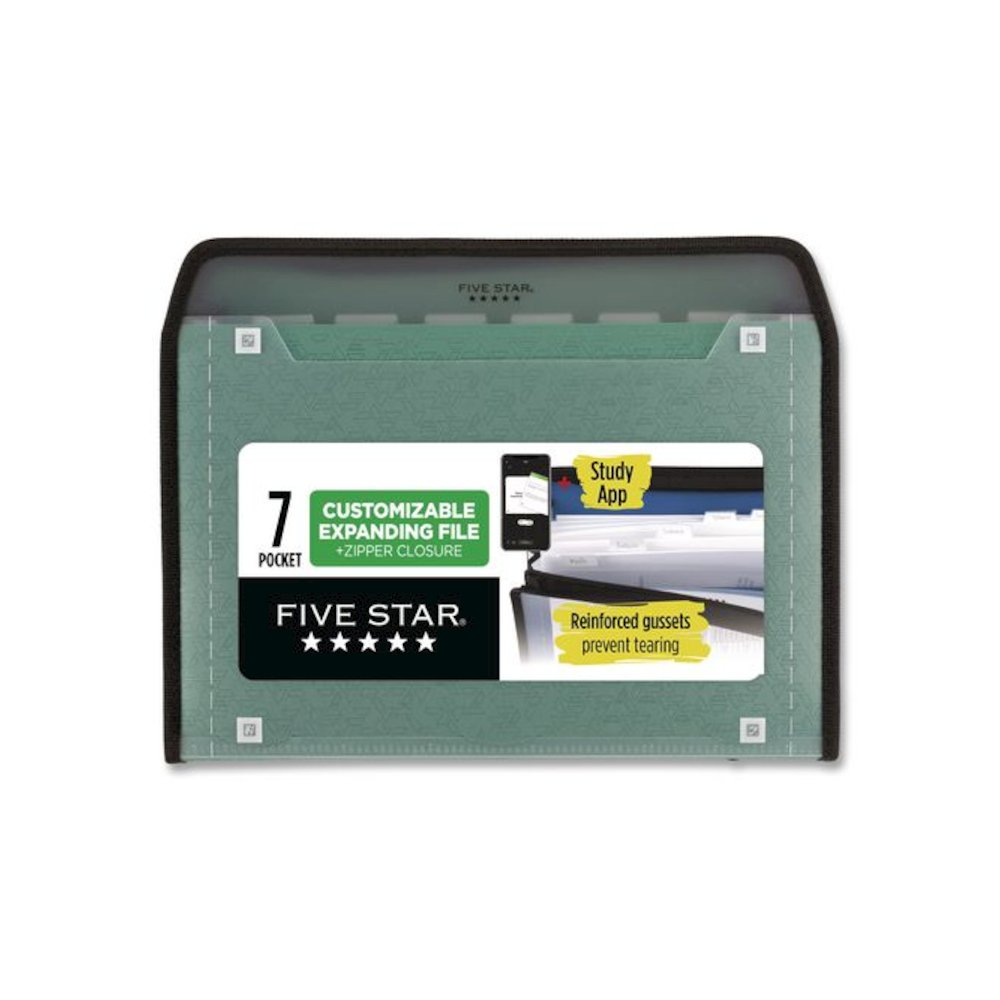 Expanding File, 7.5" Expansion, 7 Sections, Zipper Closure, Letter Size, Randomly Assorted Colors. Picture 2