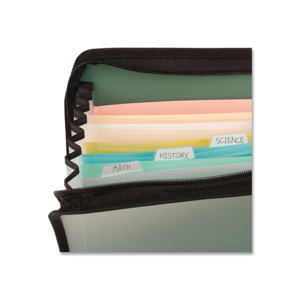 Expanding File, 7.5" Expansion, 7 Sections, Zipper Closure, Letter Size, Randomly Assorted Colors. Picture 4