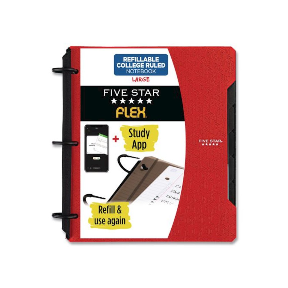FLEX Notebinder, 5-Subject, Medium/College Rule, Randomly Assorted Cover Color, (60) 11 x 8.5 Sheets. Picture 1