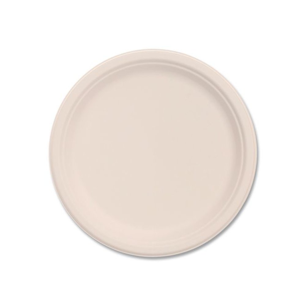 Compostable Molded Fiber Dinnerware, ProPlanet Seal, Plate, 9" dia, Natural, 500/Carton. Picture 1