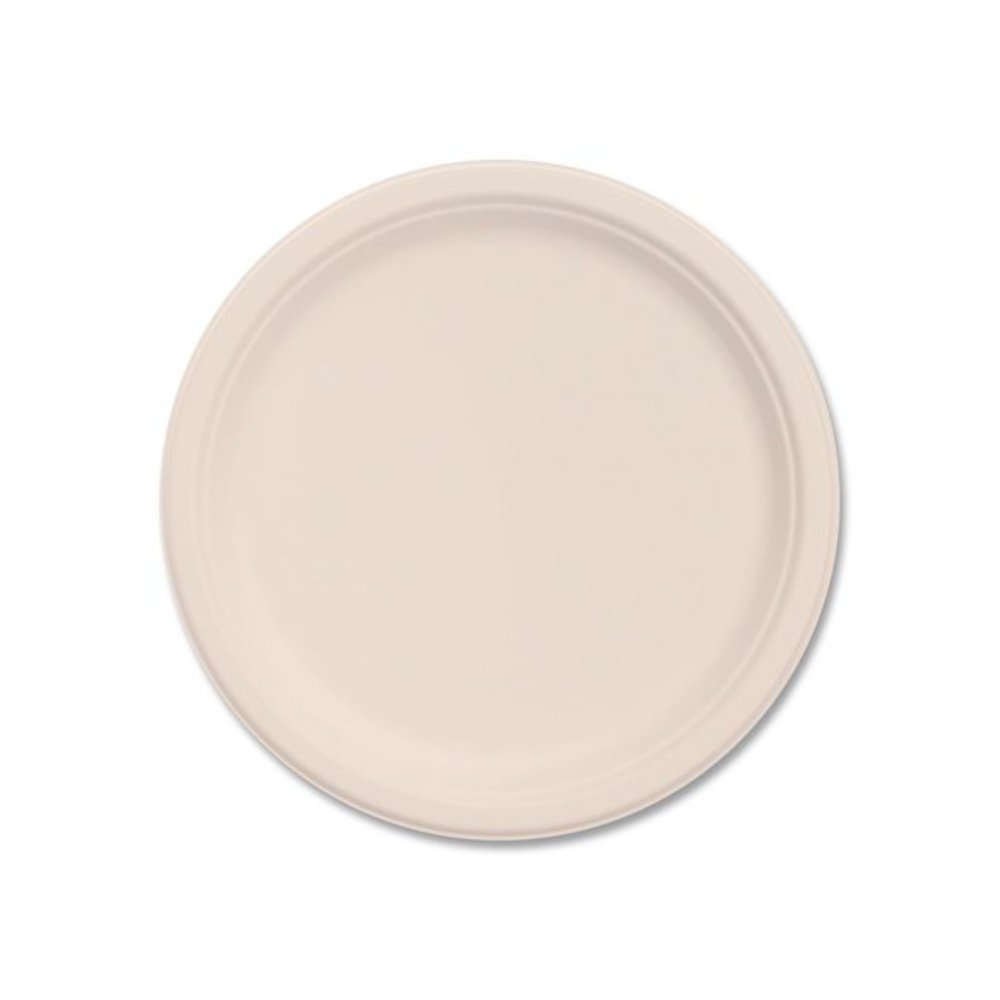 Compostable Molded Fiber Dinnerware, ProPlanet Seal, Plate, 10.2" dia, Natural, 500/Carton. Picture 1