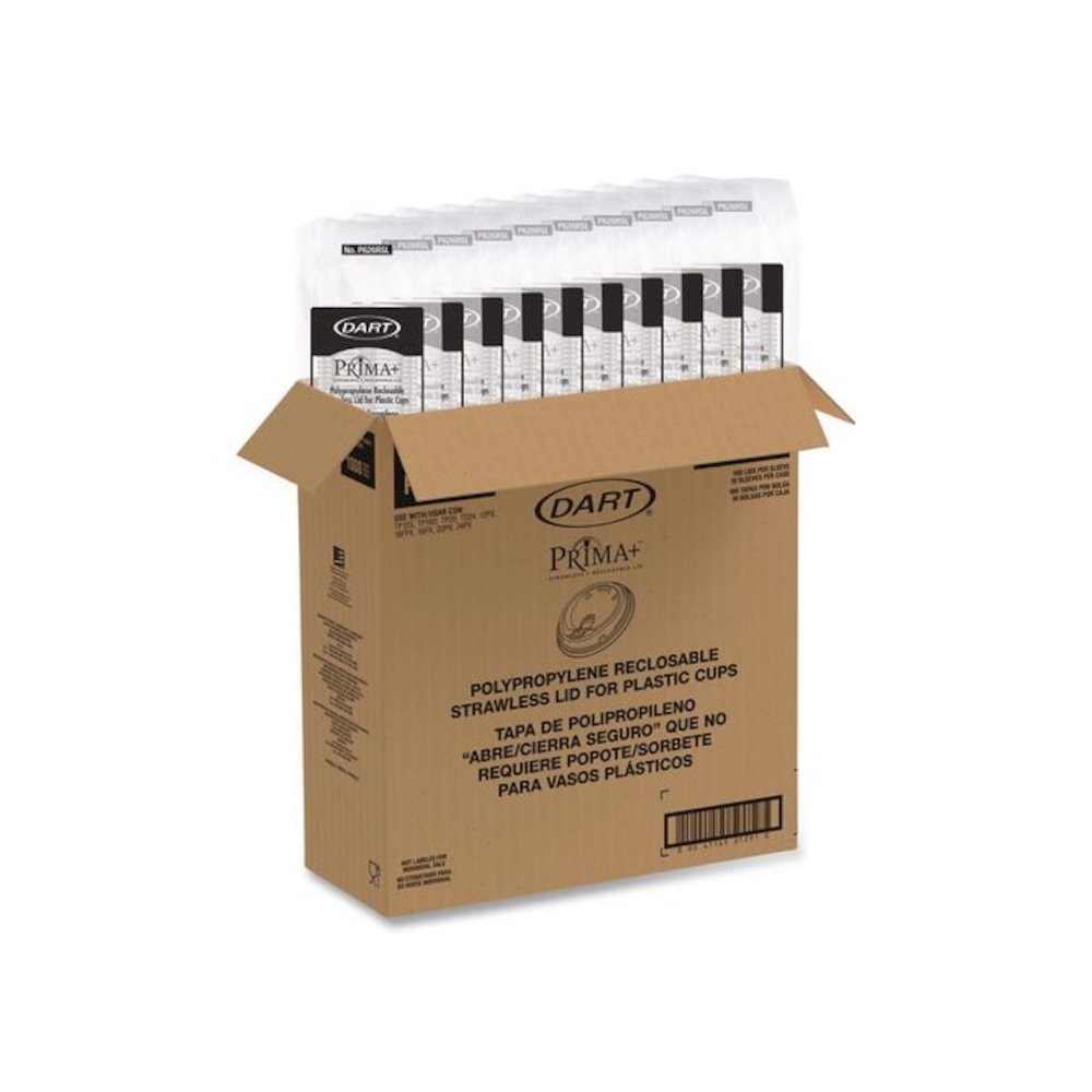 Prima Strawless Plastic Lids, Fits 12 oz to 26 oz Cold Cups, Clear, 100/Sleeve, 10 Sleeves/Carton. Picture 3