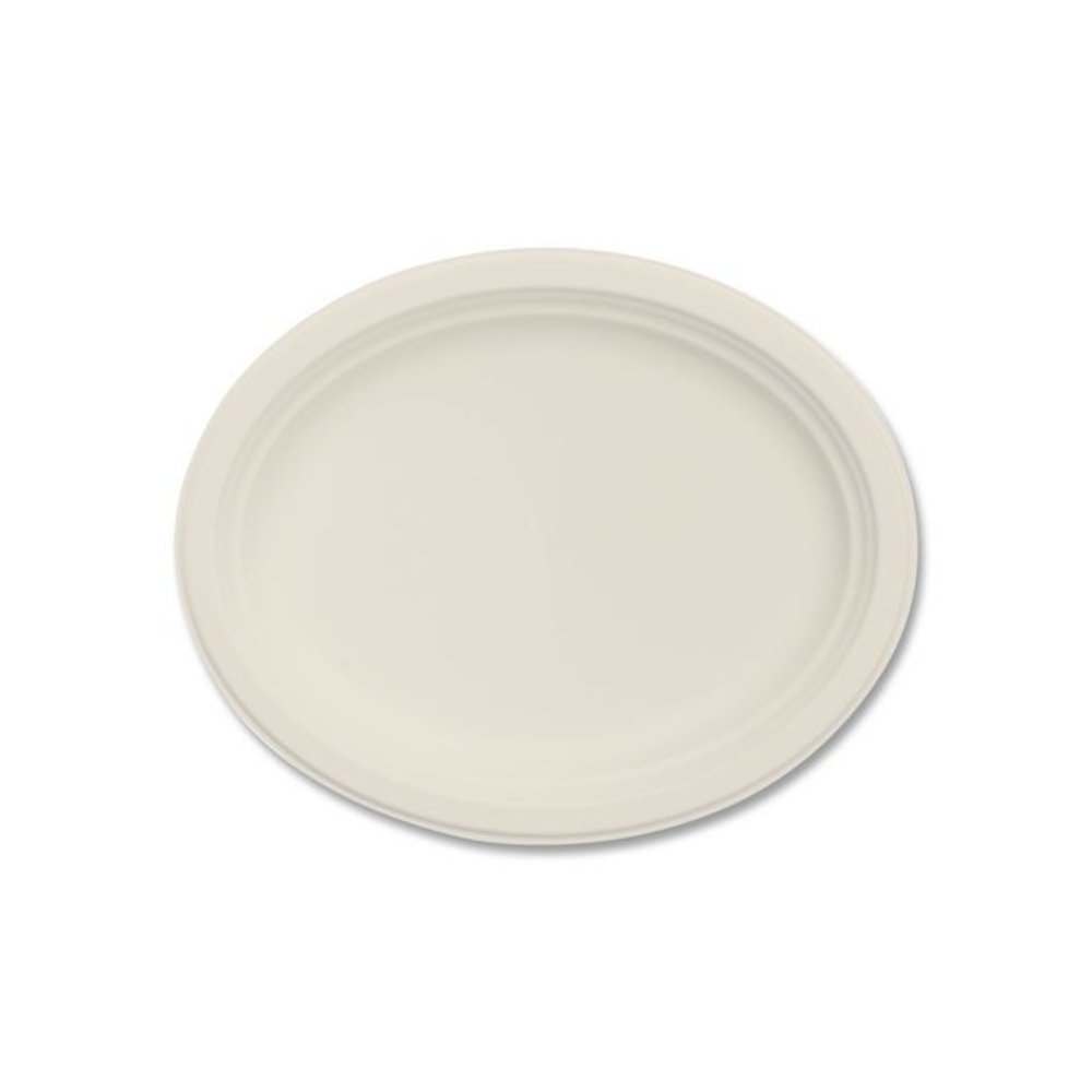 Compostable Molded Fiber Dinnerware, ProPlanet Seal, Platter, 12" Diameter, Natural, 500/Carton. Picture 1