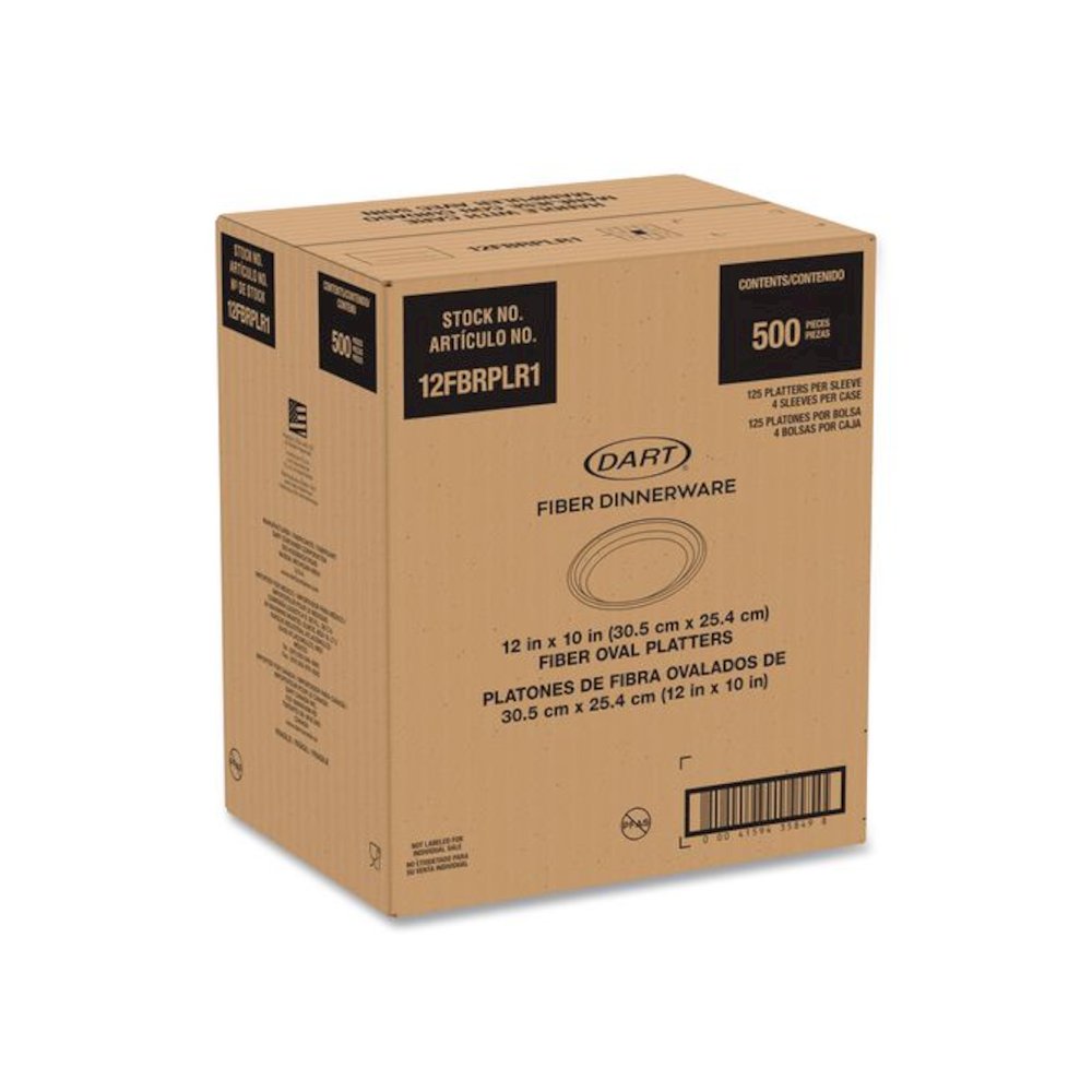 Compostable Molded Fiber Dinnerware, ProPlanet Seal, Platter, 12" Diameter, Natural, 500/Carton. Picture 3