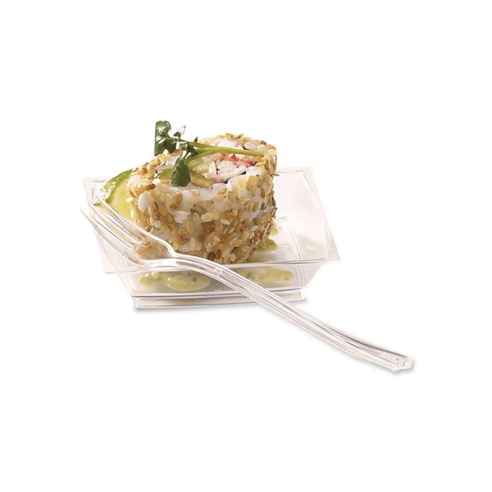 Petites Mini Utensils, Mediumweight, Petite Tasting Fork, Plastic, Clear, 500/Carton. Picture 4