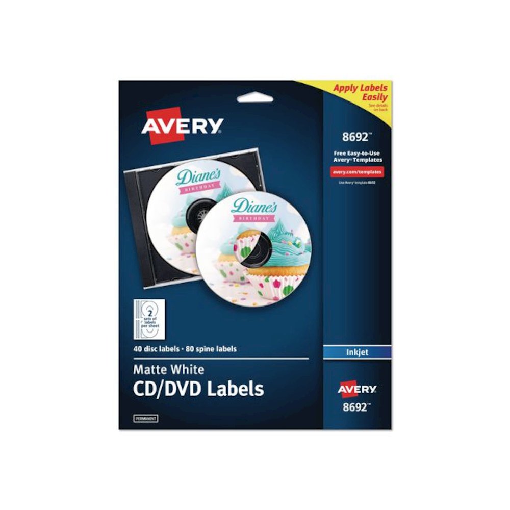 Inkjet CD Labels, Matte White, 40/Pack. Picture 1