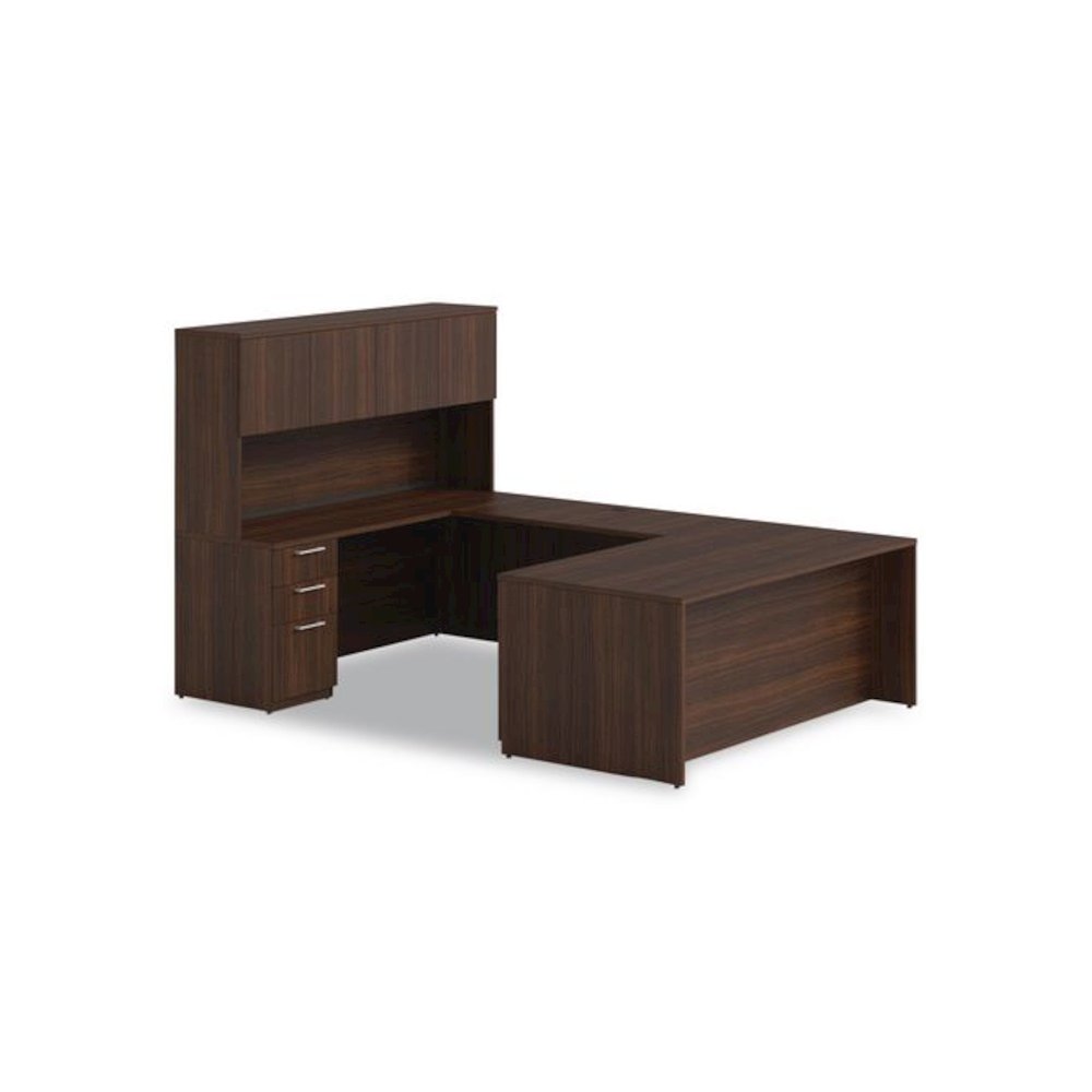 Alera Seville Series Credenza with Pedestal, Left Pedestal, 72w x 24d x 29h, Mahogany. Picture 6