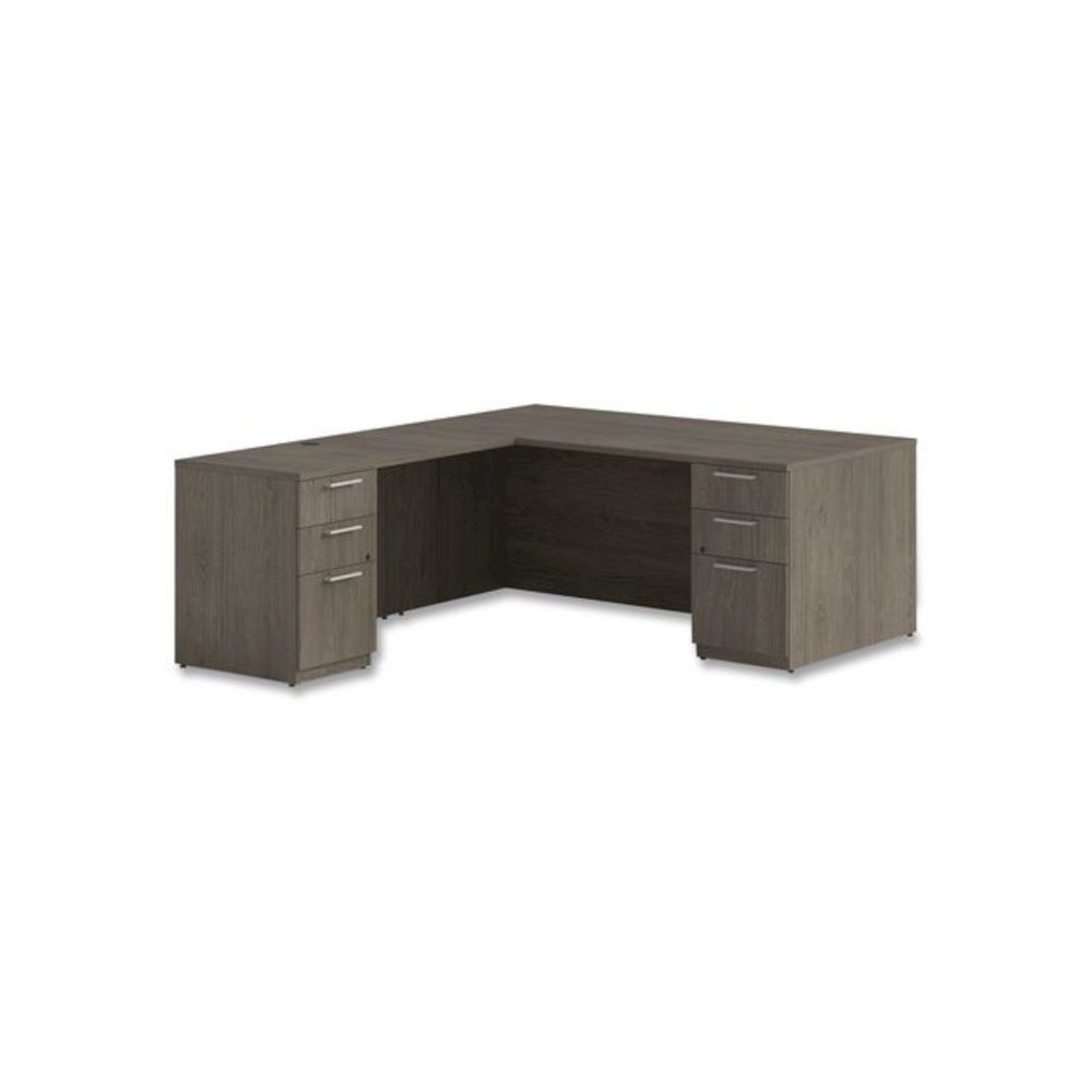 Alera Seville Series Desk Return with Pedestal, Left, 48" x 24" x 29", Walnut. Picture 6
