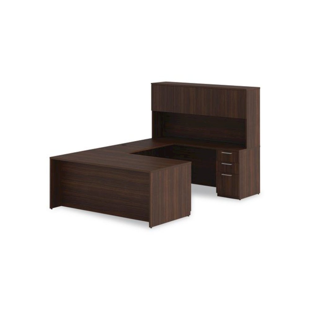 Alera Seville Series Credenza with Pedestal, Right Pedestal, 72w x 24d x 29h, Mahogany. Picture 6