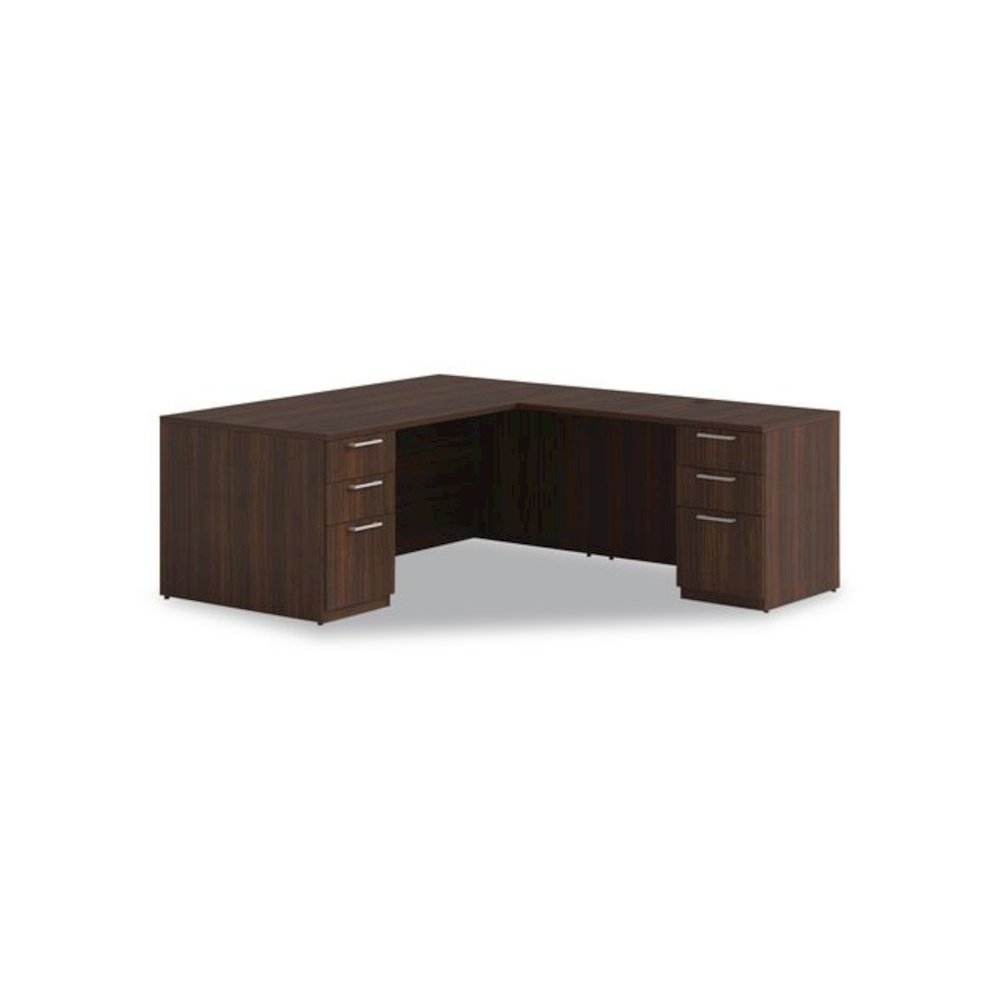 Alera Seville Series Single Pedestal Desk, Left Pedestal, 72" x 36" x 29", Mahogany. Picture 2