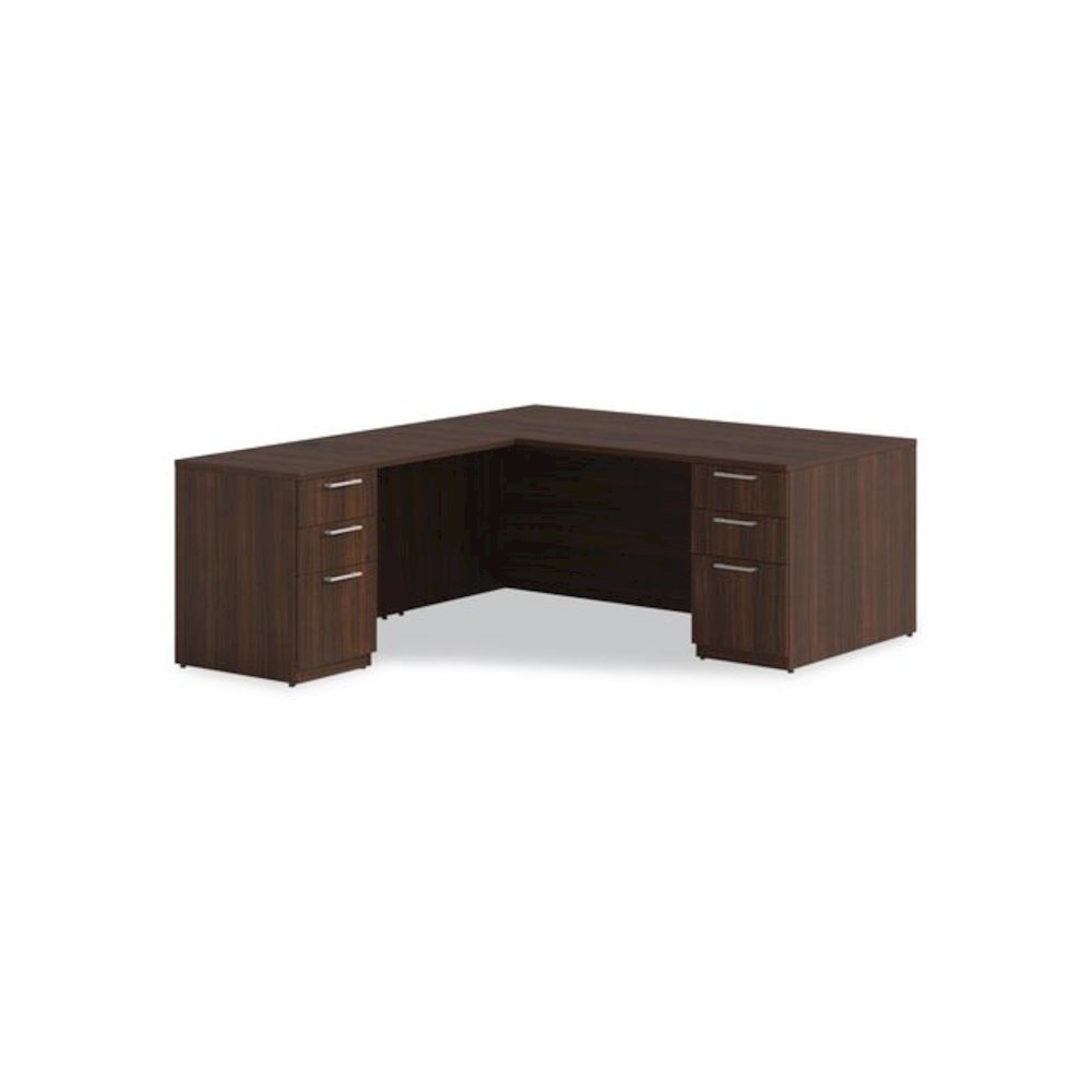 Alera Seville Series Single Pedestal Desk, Right Pedestal, 72" x 36" x 29", Mahogany. Picture 7