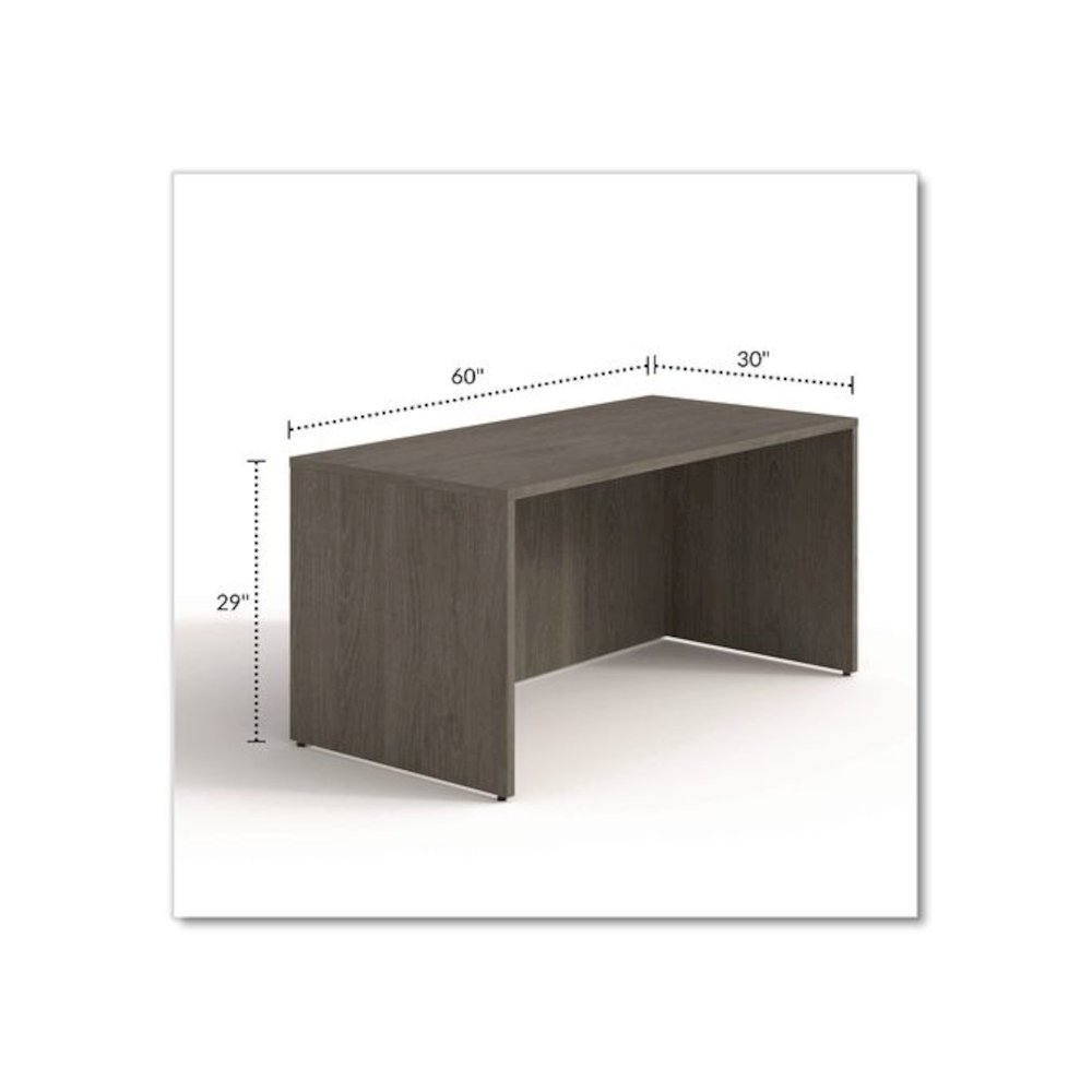 Alera Seville Series Desk Shell, 60" x 30" x 29", Walnut. Picture 2