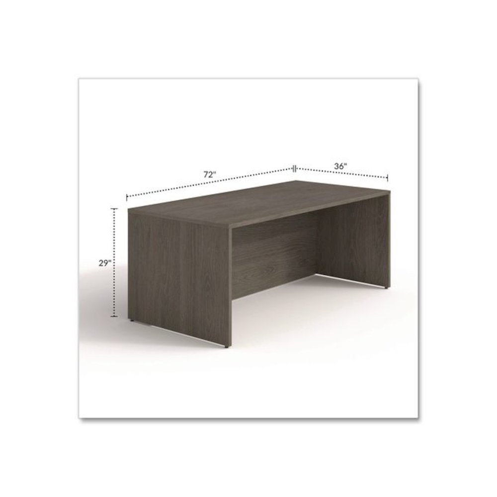 Alera Seville Series Desk Shell, 72" x 36" x 29", Walnut. Picture 2