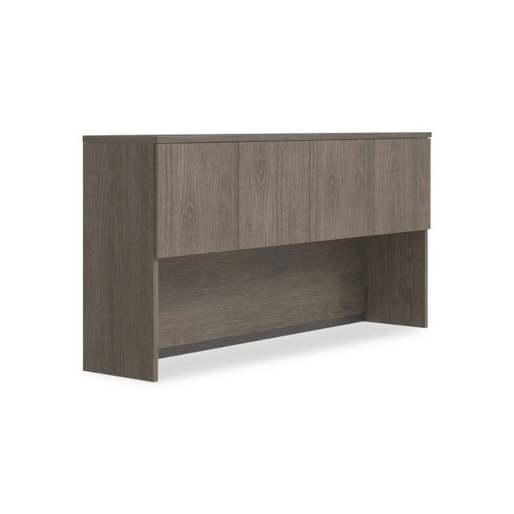 Alera Seville Hutch with Doors, 4 Compartments, 72w x 16d x 36h, Walnut. Picture 2